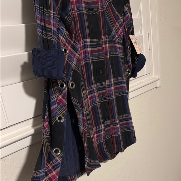 Free People Multicolor Plaid Button Down Shirt - Picture 2 of 4